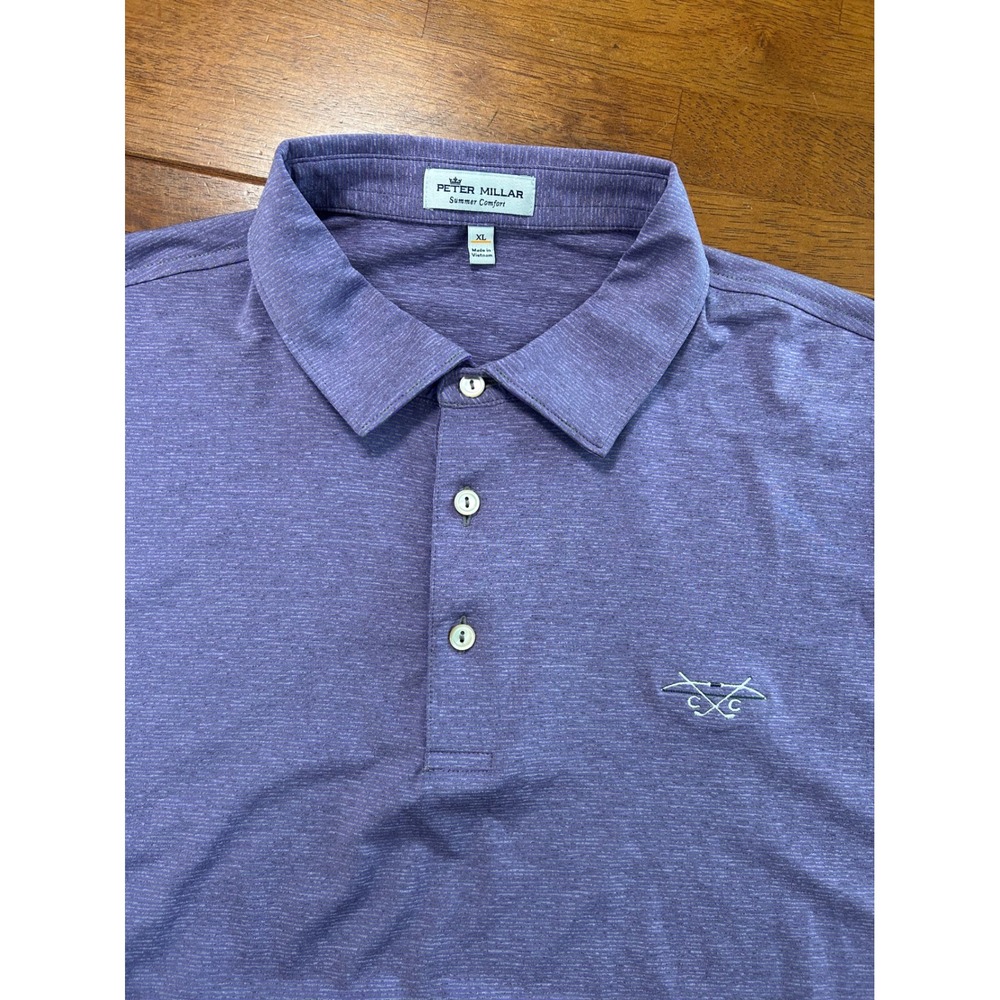 Peter Millar Polo Shirt Mens XL Purple Summer Comfort Golf Short Sleeve Logo